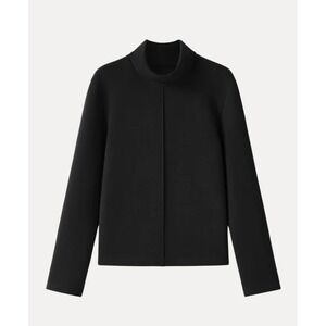 OGL Women Small Black FuzzLuxe Pintuck Turtleneck Top Front Seam Long Sleeve